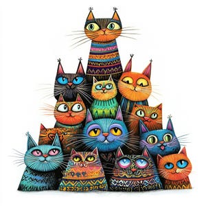 15 TOWER Of Cats Clipart, Cat-Themed Holiday Art, Cat tower Clip art, High-Quality JPG, Digital Art, Scrapbooking, Junk Journal, Cat Images