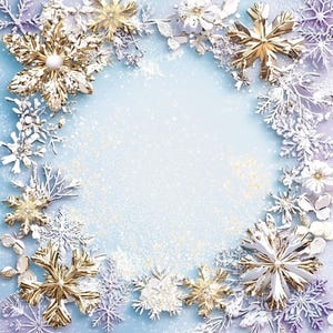 Christmas Floral Snowflake Frames: Winter Clipart (Digital Download)