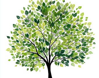 Clipart di alberi ad acquerello: illustrazioni PNG di una foresta verde (download digitale), clipart estive