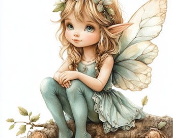 14 FOREST FAIRY CLIPARTS, watercolor fairies, digital image of a cute fairy, forest fairy wall art, fairy image for downloading, fairy image