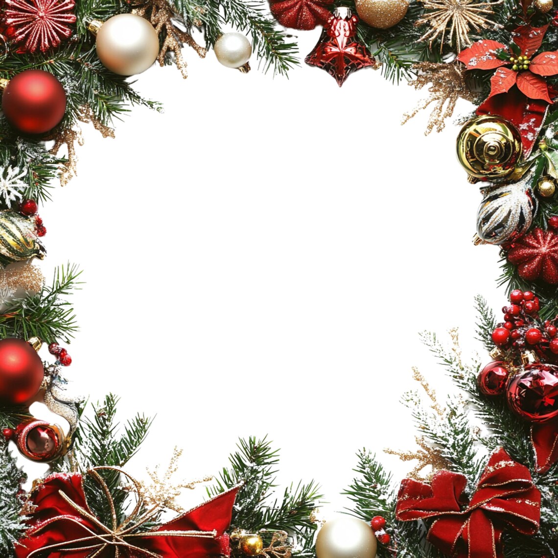 Watercolor Christmas Frames Clip Art: Holiday PNG Bundle (digital ...