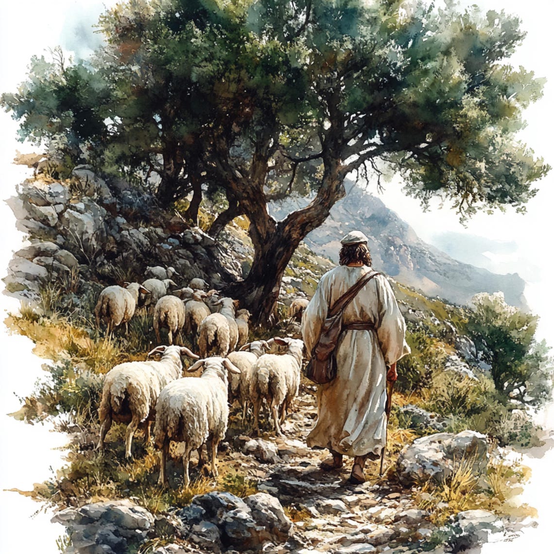 Shepherding Image Jesus Shepherding Sheep Clipart: Christian Wall Art (digital Download ...