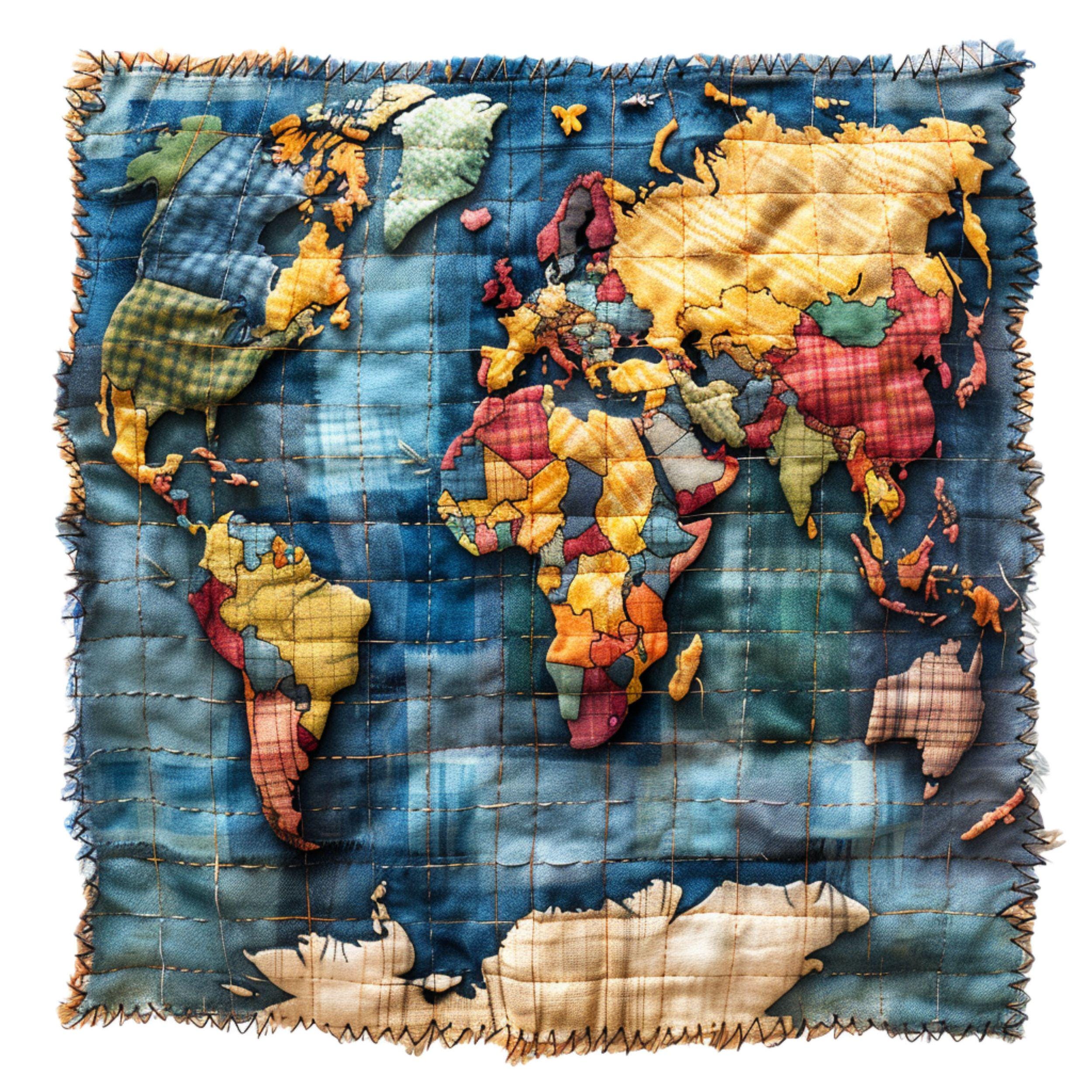 Patchwork Map Patchwork World Map Digital Image: Global Design (commercial Use) - Etsy