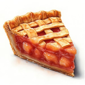 Apple Pie Clipart: Homemade Baking, Kitchen Wall Art (JPG)
