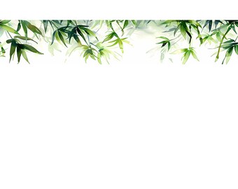 Bamboo Leaves Border Clipart: Transparent PNG, Paper Craft (Digital Download), Summer Clipart