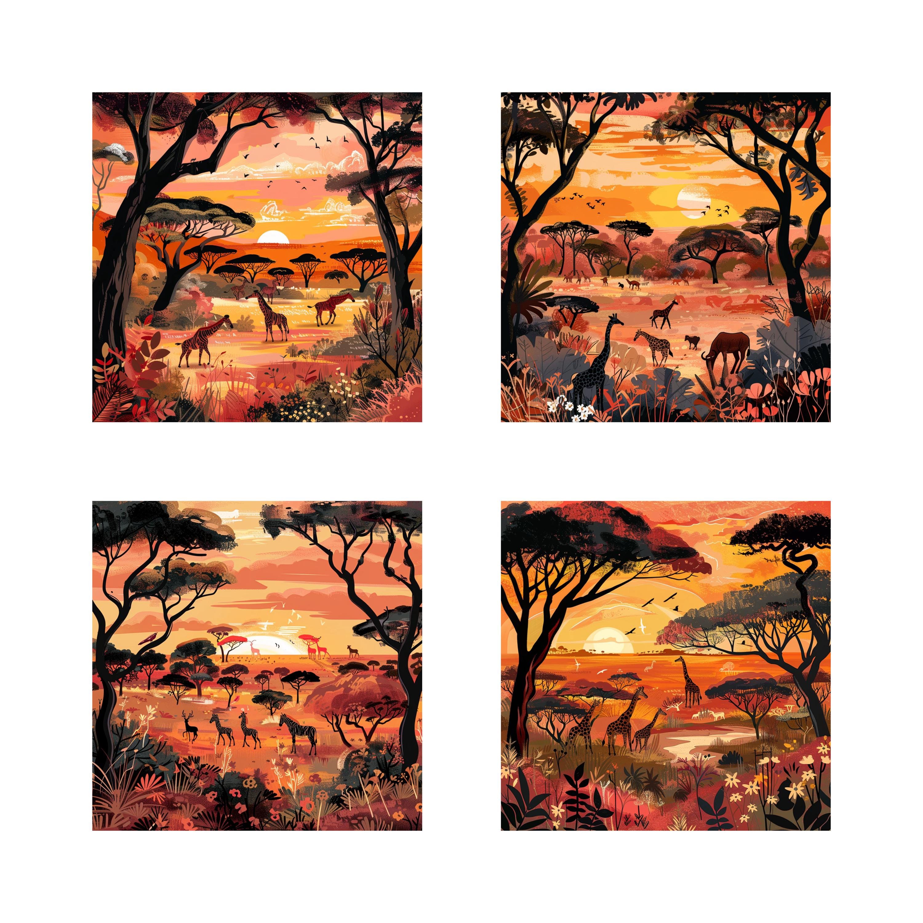 Savannah Scenic View Clipart: African Landscape Graphics (digital