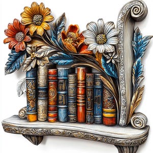 10 bronzen boekenplank bloemen clipart, witte achtergrond, hoogwaardige, jpg digitale download, decor van het huis, commercieel gebruik, vintage boekenplank