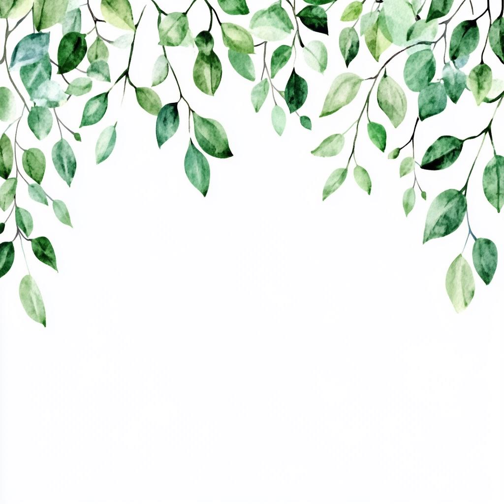 8 Watercolor Green Leaves Frame Clipart: Botanical Decor (PNG Digital ...