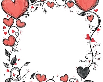 Valentinstag Herz-Rahmen: Romantische PNG Clipart (Digitaler Download), Frühling Clipart