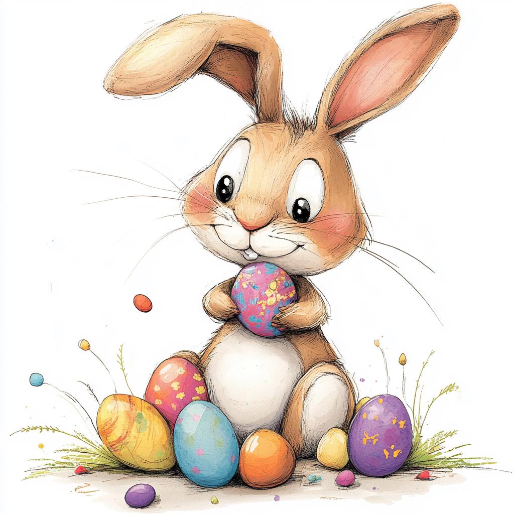 16 Easter Bunny Clipart, Cute Rabbit With Easter Eggs, Summer Bunny ...