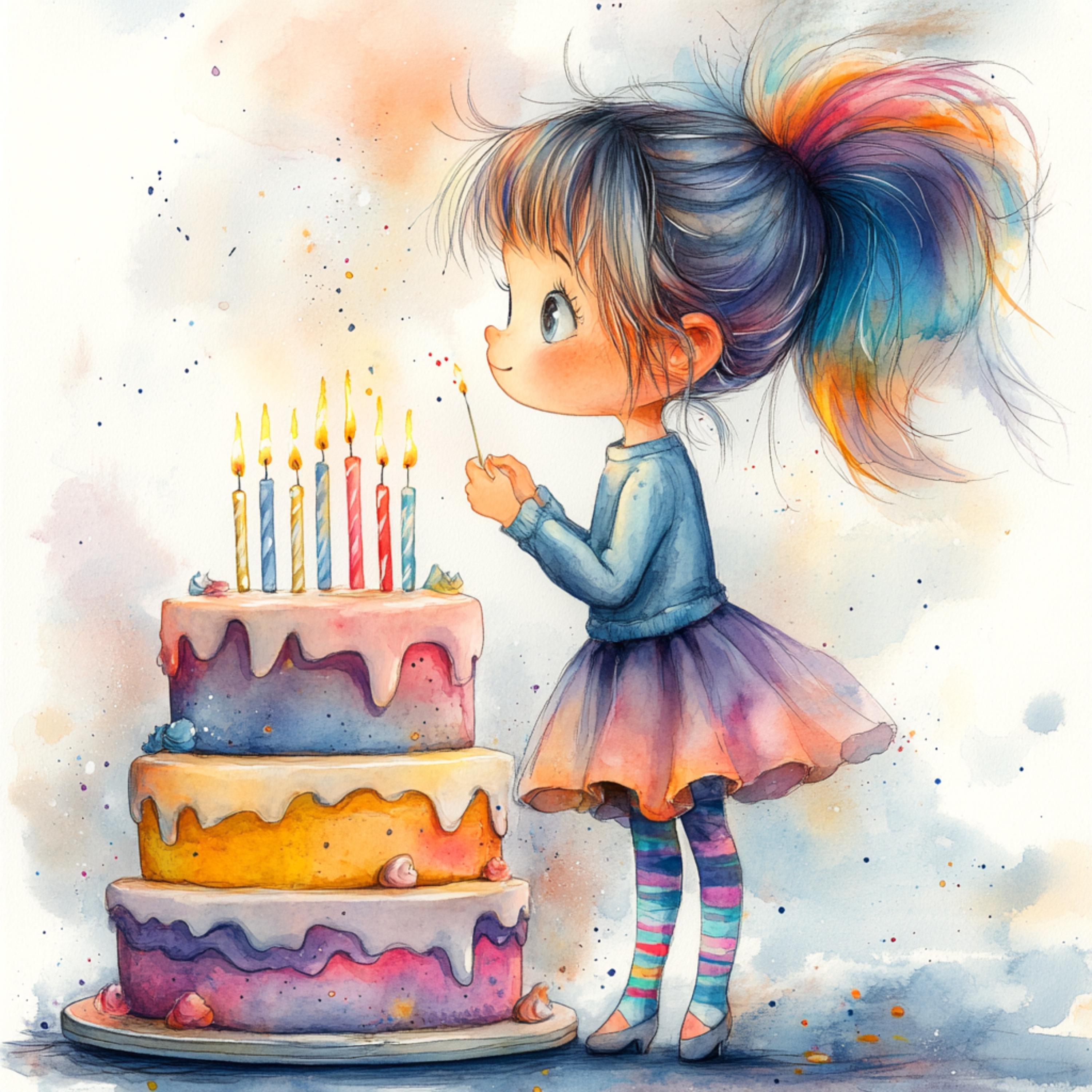 Birthday Girl Blowing Cake Candles Clipart (digital Download) - Etsy, image size:3000x3000