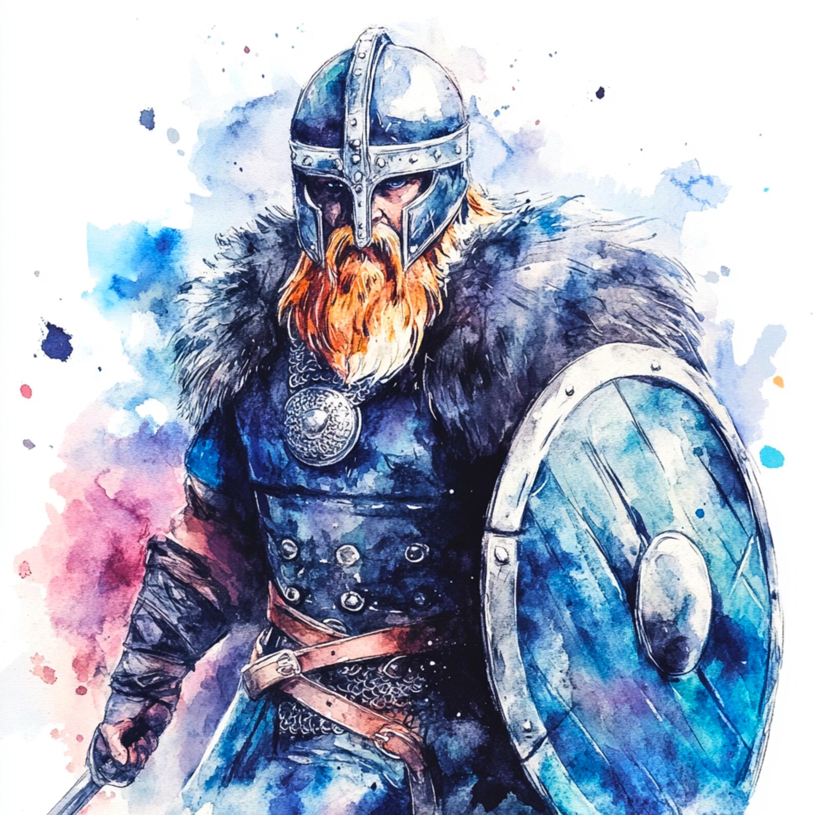 Viking Warrior Clipart: Watercolor Norse Art (digital Download), Spring ...