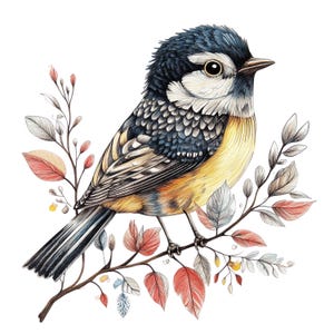12 Clipart de pássaros escandinavos, PNGs transparentes de estilo nórdico, ilustrações de pássaros em aquarela de alta resolução, download digital, uso comercial