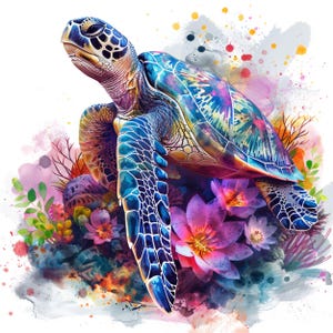 14 Watercolor Sea Turtle Clipart JPG – Ocean Turtle Illustrations for Nursery Art, Scrapbooking, Party Decor & DIY Crafts – Digital Download