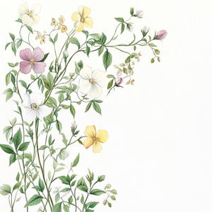 12 野生の花のつるのクリップアート、水彩花のグラフィック、高品質 JPG、デジタルダウンロード、花のアート、商用利用、スクラップブッキングアート