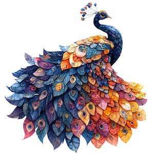 12 CLIPART MOSAQUE PAON, mosaïque aquarelle paon, illustration png paon, image d'art mural paon, paon à télécharger, clipart paon