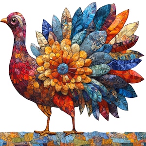 Patchwork Truthahn Clipart: Thanksgiving-Bild (PNG)