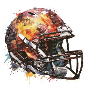 Watercolor Football Helmet Clipart: 12 JPG Images (Digital Download)