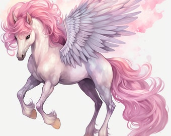9 PNG Pegasus Watercolor Clipart, Pegasus Сlip art, cute Unicorn, Pegasus Unicorn png, Unicorn clip art, Pegasus unicorn, dtf png bundle