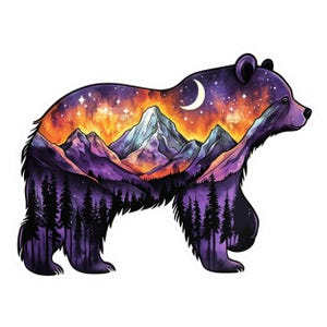 10 Bär PNG Berge Wald Mond, Sublimation Clipart, Natur inspiriertes Design, digitale Bilder, Clipart PNG, digitaler Illustrationsdruck