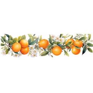 12 Orange Branch Border Clipart, jpg, Orange blanch watercolor clip art, High Quality image, Paper craft, 4:1, Olive border JPG image