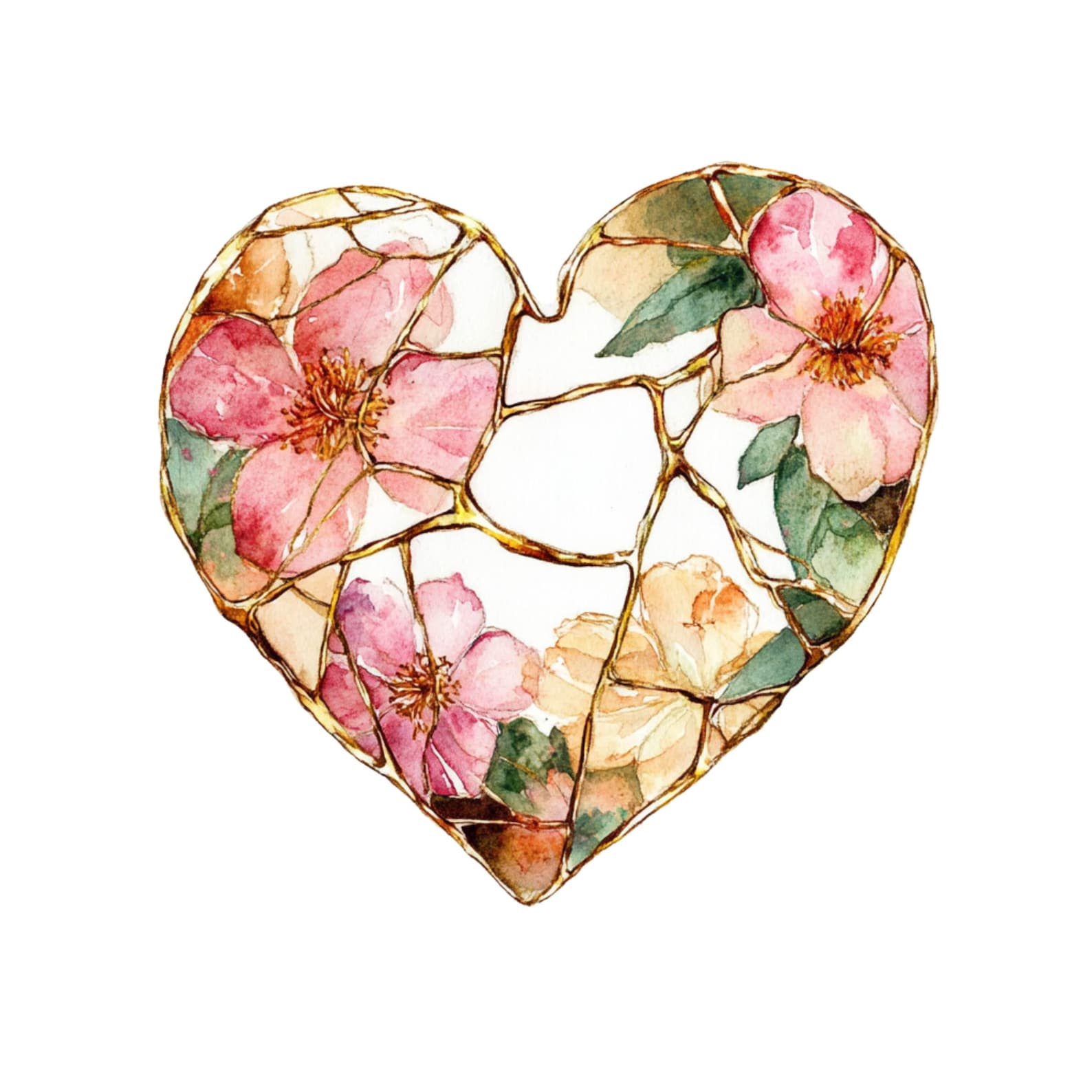 Pink Floral Heart Clipart: Valentine's Day PNG (digital), Summer ...