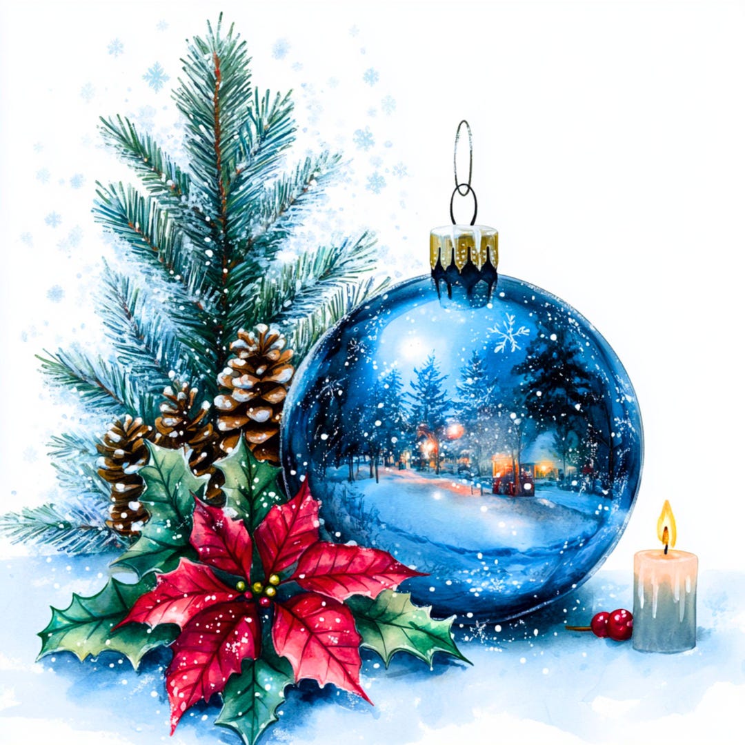 Blue Christmas Ornament Clipart: Holiday Digital Images (commercial Use) -  Etsy, image size:1080x1080