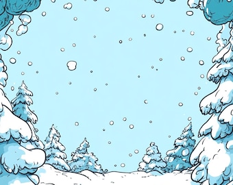 Christmas Card Backgrounds: Snowy Winter Frames (Digital Download), Spring Clipart