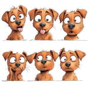 10 DOG'S ICONS CLIPART,png image of a goofy dog, cartoon dog images, silly dog clipart, watercolor funny dog illustration, goofy dog clipart