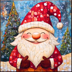 Jultomte Clipart: Patchwork-tomtar, kommersiellt bruk (digital nedladdning), sommar Clipart