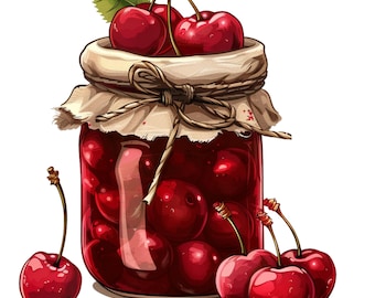 Jam Jar Clipart: Watercolor Fruit Preserves (PNG Digital Download), Summer Clipart