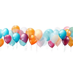 10 cliparts d'anniversaire ballons pastel, bordure PNG birday, image de bordure de ballon, clipart décoration ballons pastel, téléchargement de ballons de fête
