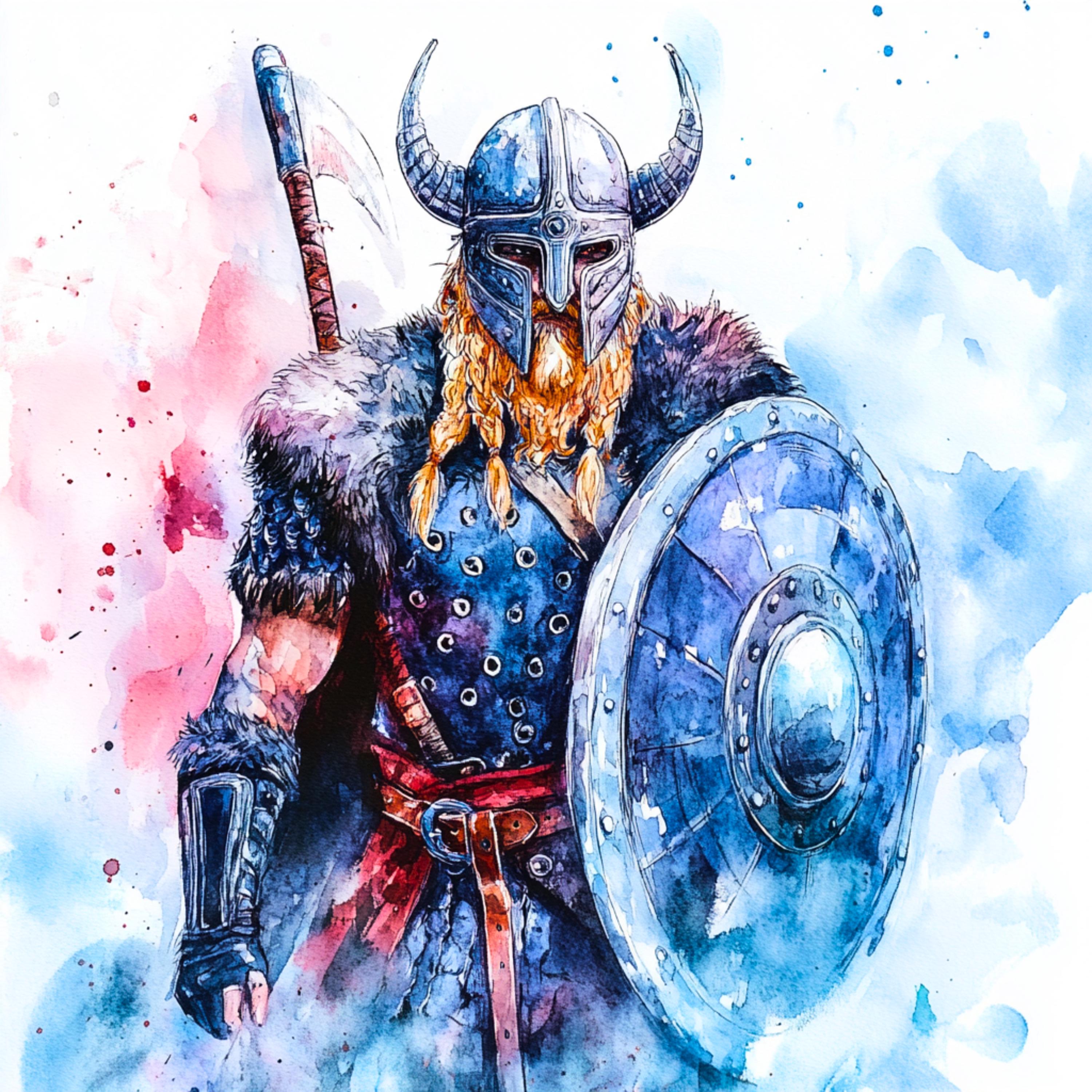 Viking Warrior Clipart: Watercolor Norse Art (digital Download), Spring ...