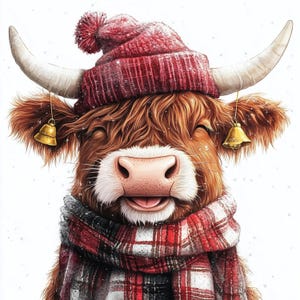 12 Christmas Crazy Bull, High-Quality JPG, Digital Download, Holiday Decor, Scrapbooking, Junk Journals, Printable Art, Commercial Use Cow