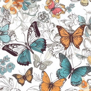 17 Beautiful Butterflies Clipart, Butterfly Wildflowers, Printable clipart, High Quality JPGs, Digital download, Paper craft clipart