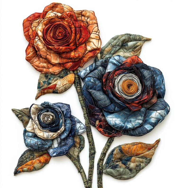 Copy Art Roses 12 Floral Patchwork Roses Clipart, High-quality JPG, Rose Digital Art ...