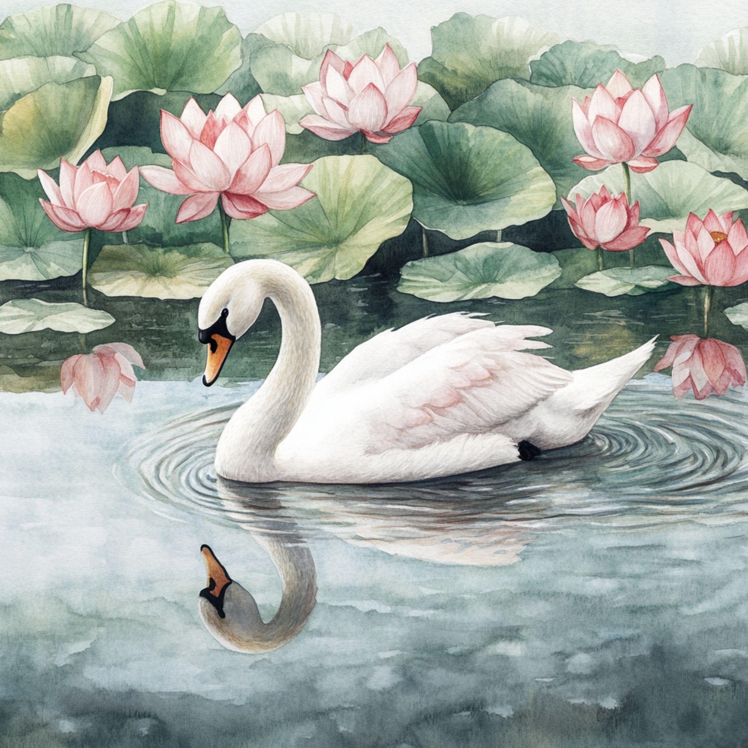 水彩画の白鳥のクリップアート：白鳥の壁アートバンドル（PNG） - Etsy