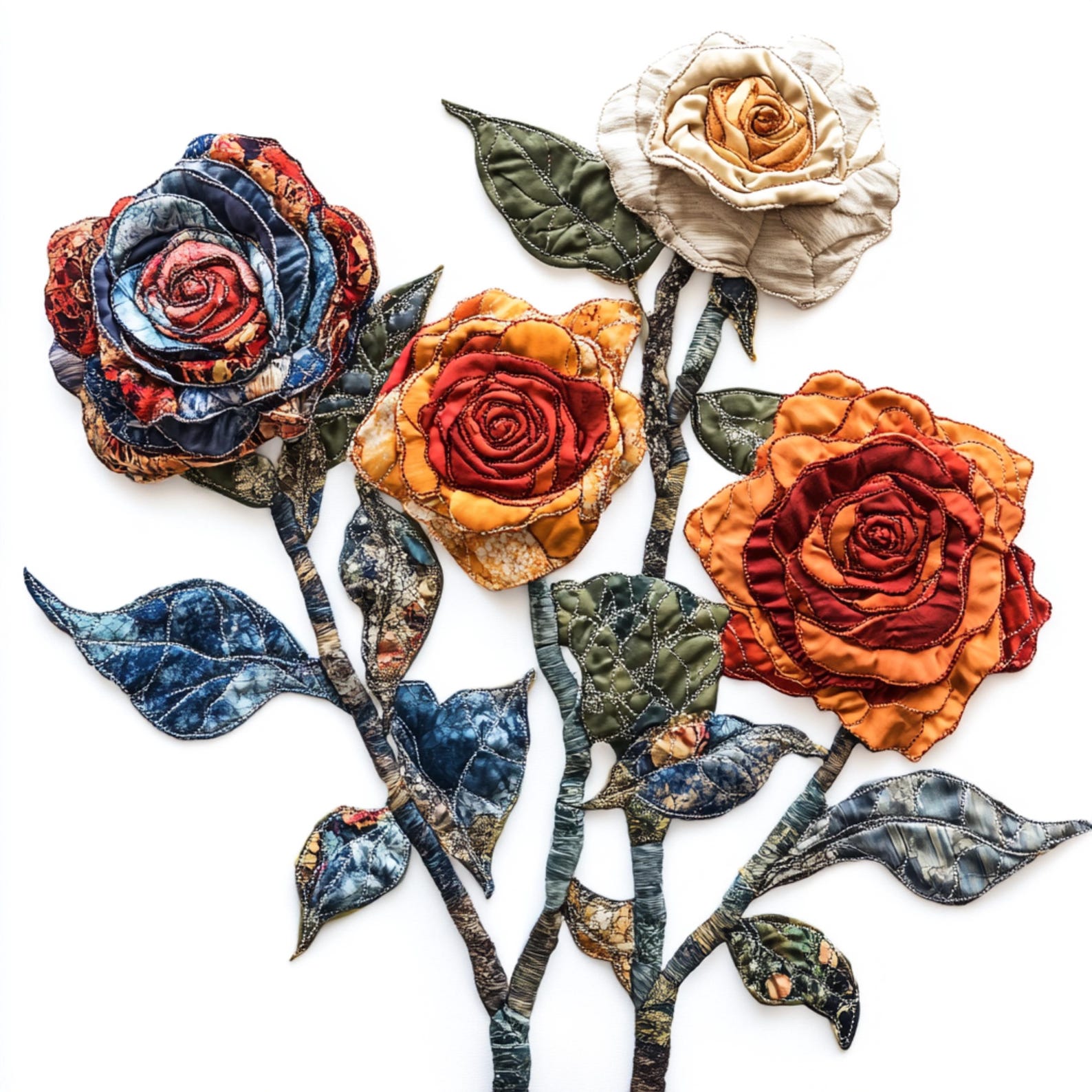 Copy Art Roses 12 Floral Patchwork Roses Clipart, High-quality JPG, Rose Digital Art ...