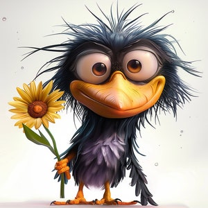 12 PNG pájaro peculiar, pájaro da flor, imágenes prediseñadas de pájaro de dibujos animados, acuarela imprimible, alta calidad, licencia comercial, artesanía de papel, PNG JPG