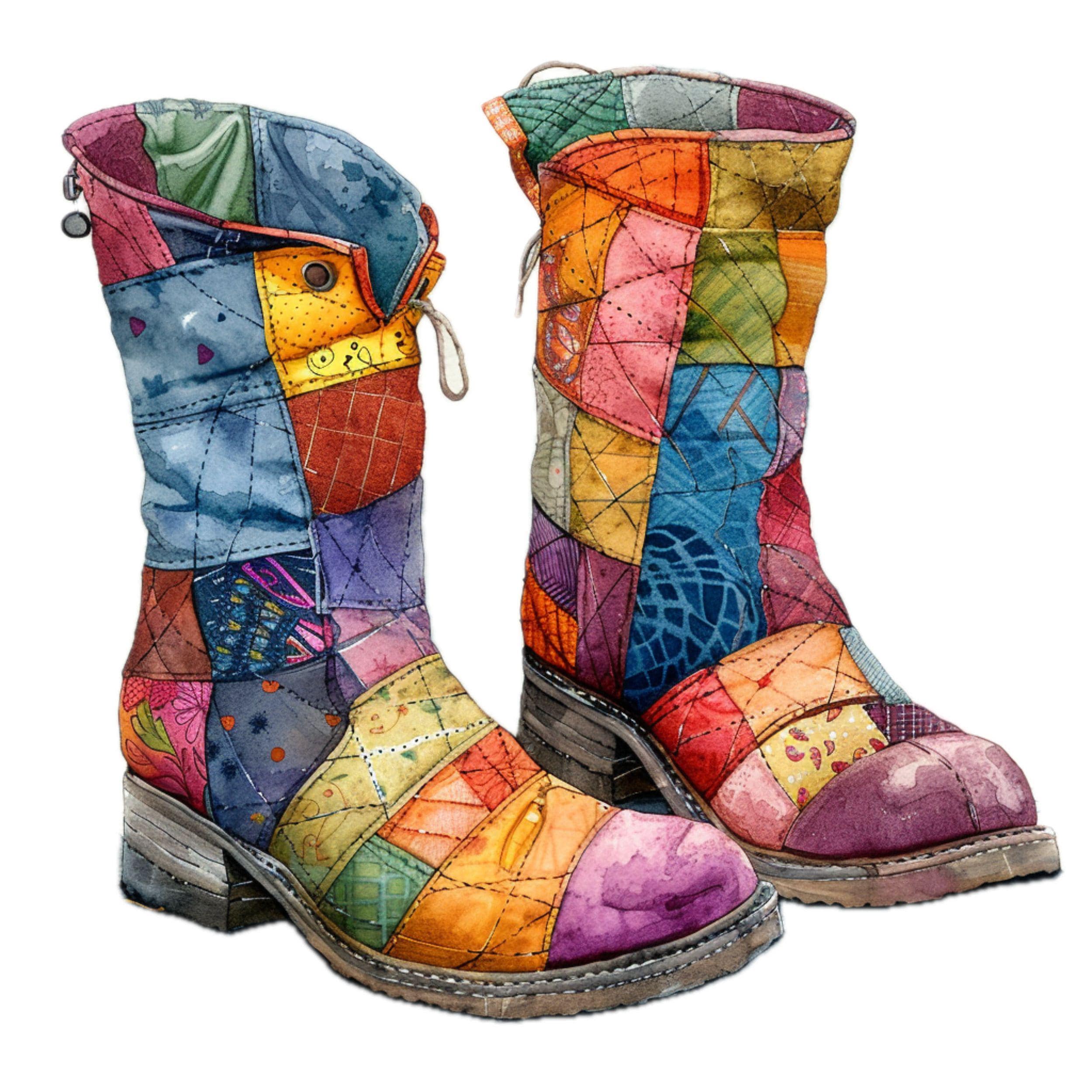 Imagen digital de botas de patchwork: Ilustración colorida (PNG) - Etsy  México, image size:2500x2500