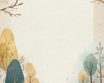 Watercolor Autumn Forest Frame Clipart, Woodland Leaves Border (Digital Download), Spring Clipart