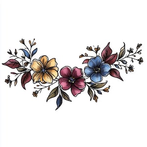 Floral Border Clipart: Hand-Drawn Flower Frames (Digital Download)