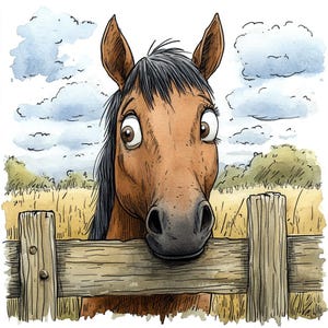 14 GOOFY PFERD CLIPARTS, Aquarell Bild, lustiges Pferdebild, digitales Bild eines Pferdes, Cartoon Pferd Clipart, lustiges Pferdebild zum Drucken