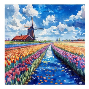 12 Field of Holland tulpen clipart, JPG, tulpen clipart, tulpenveld clipart, aquarel tulpen, kaarten clipart, afbeelding tulpen, bloemenveld