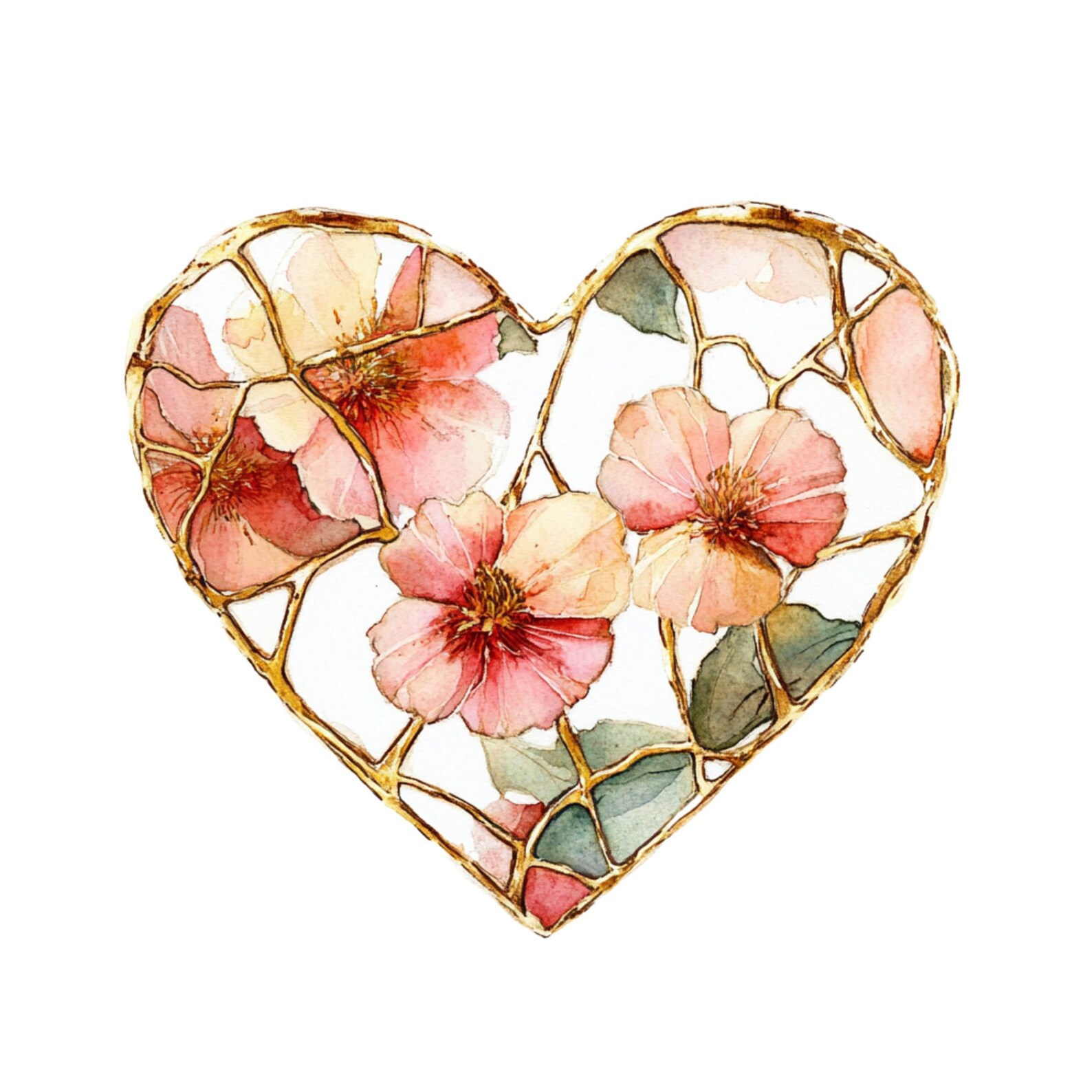 Pink Floral Heart Clipart: Valentine's Day PNG (digital), Summer ...