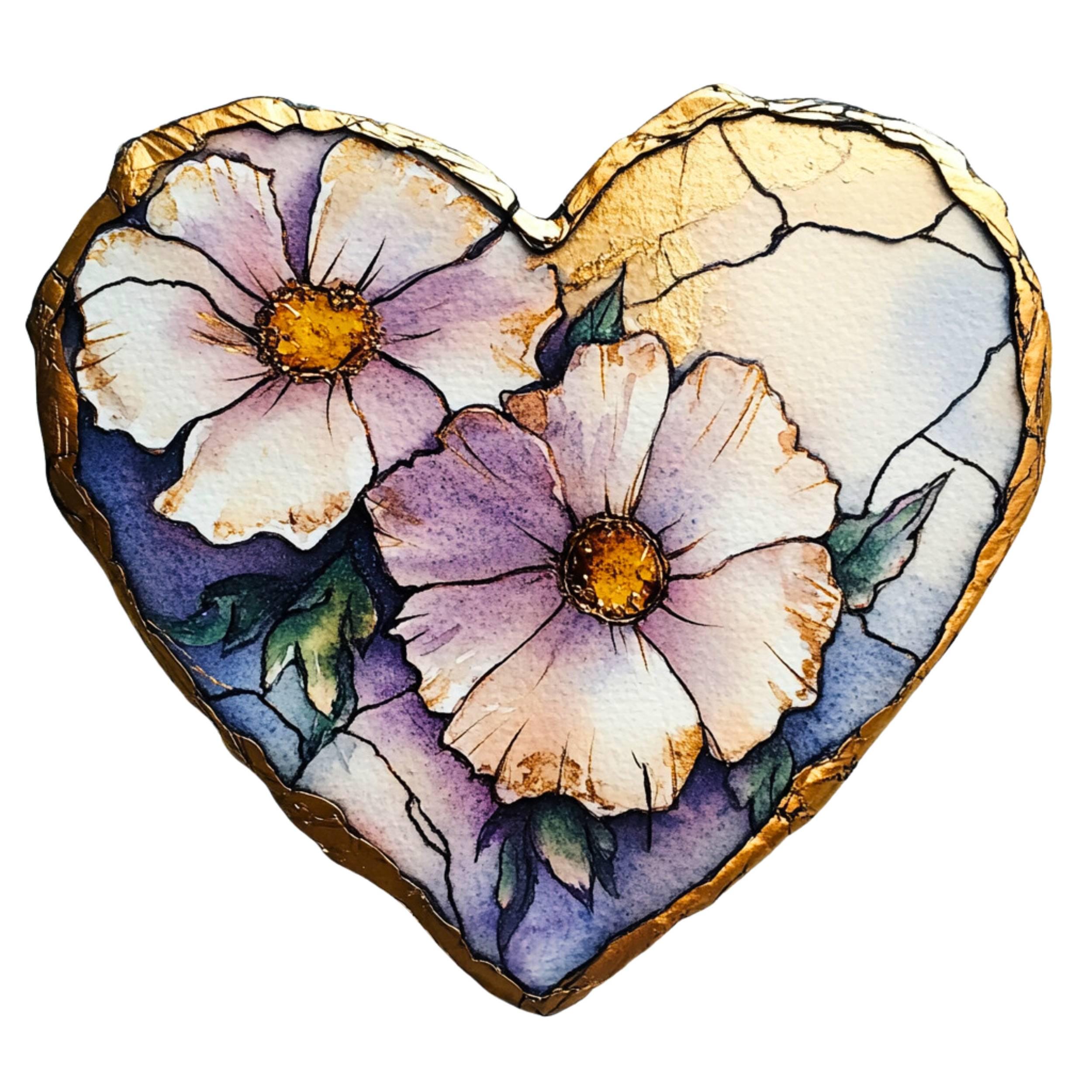 Watercolor Floral Heart PNG: Valentine's Day Clipart (digital Download ...