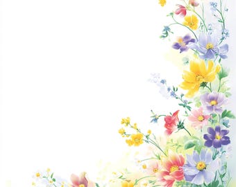 Watercolor Wildflower Frame Clipart: Floral Border, Junk Journal Art (Digital Download), Summer Clipart