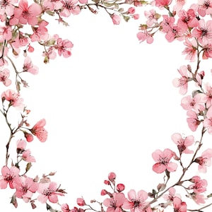15 Clipart di rami di ciliegio selvatico sottili ad acquerello, PNG, download digitale, scrapbooking, arte stampabile, uso commerciale