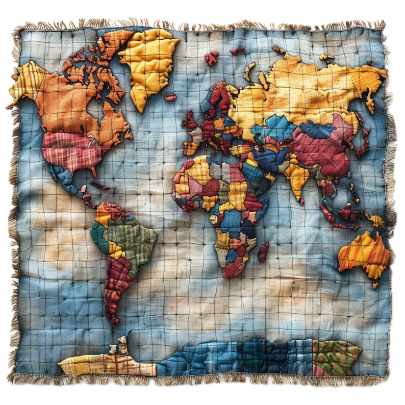 Patchwork Map Patchwork World Map Digital Image: Global Design (commercial Use) - Etsy