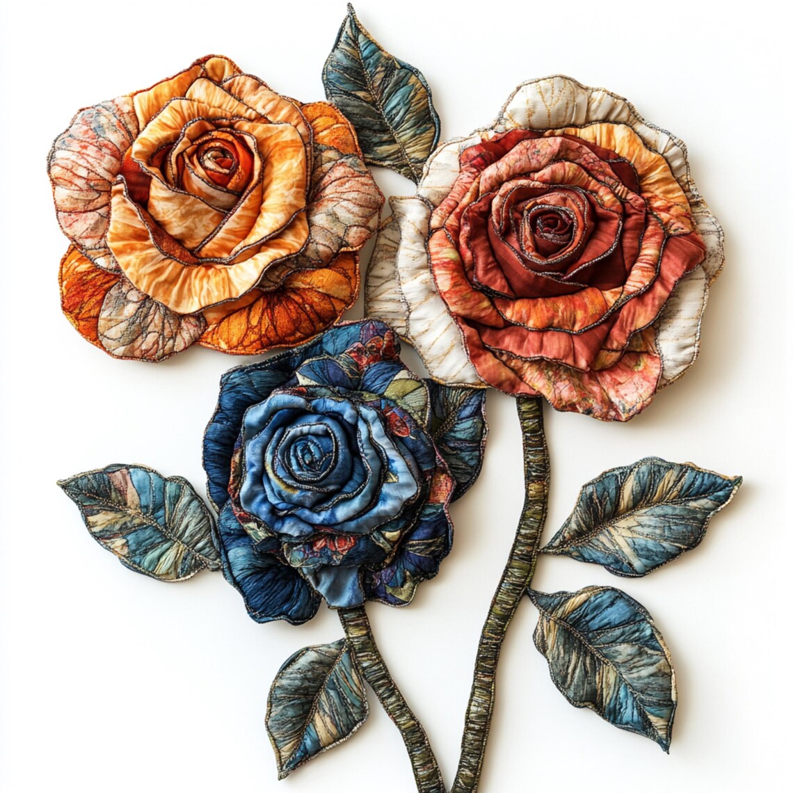 Copy Art Roses 12 Floral Patchwork Roses Clipart, High-quality JPG, Rose Digital Art ...